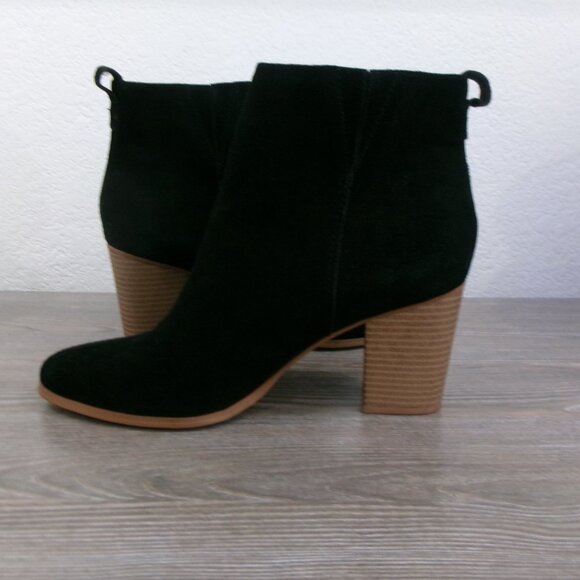 New SUSINA Black Genuine Suede Leather Boots Booties 10 High Heel Side Zipper - Picture 4 of 13